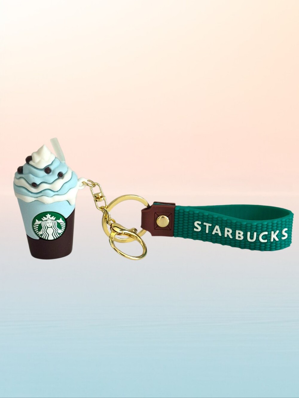 Chocolate Sprinkles Mini Frappuccino Drink Cup Bag Charm / Keychain with Strap - Picture 2 of 2